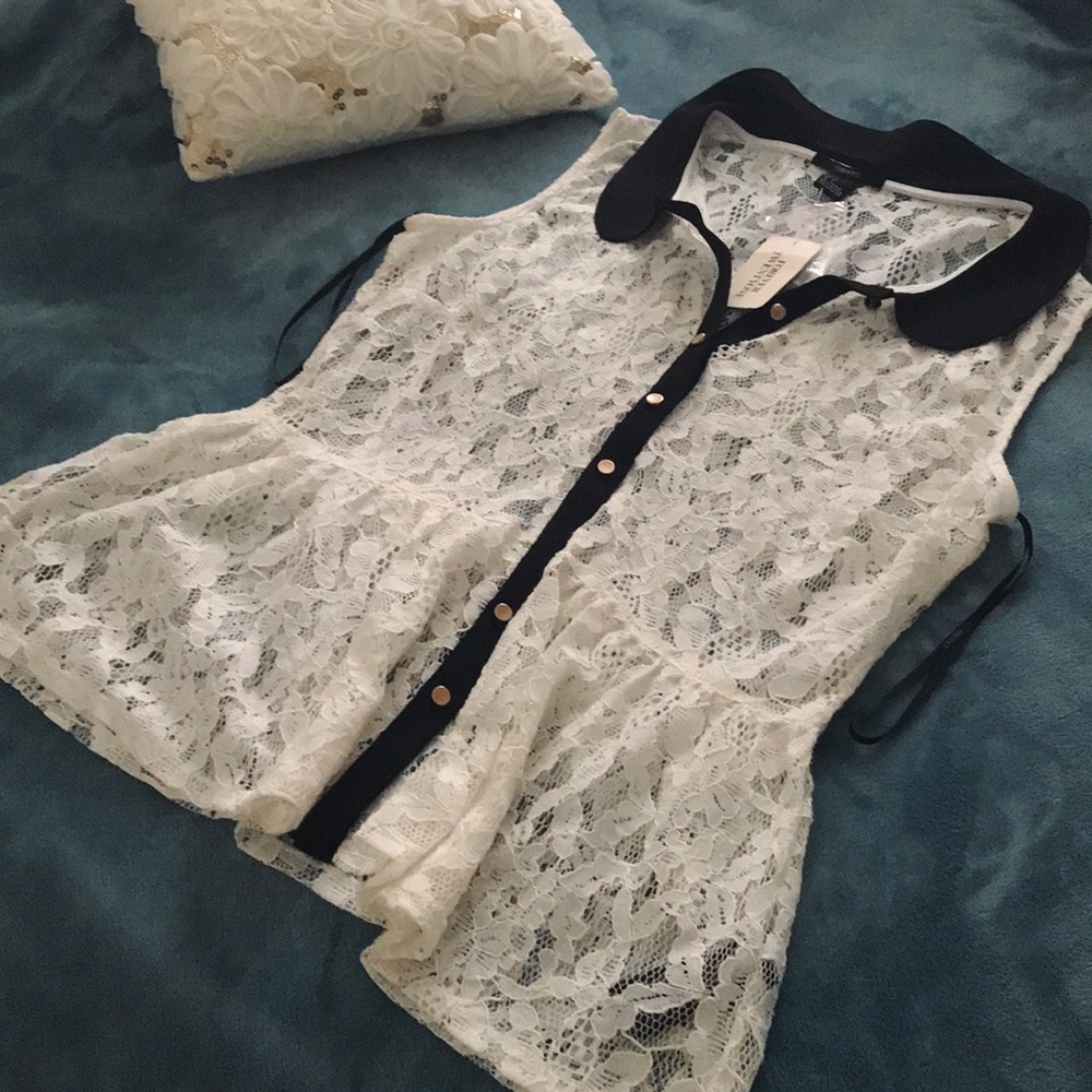 Lace Button Up Top
